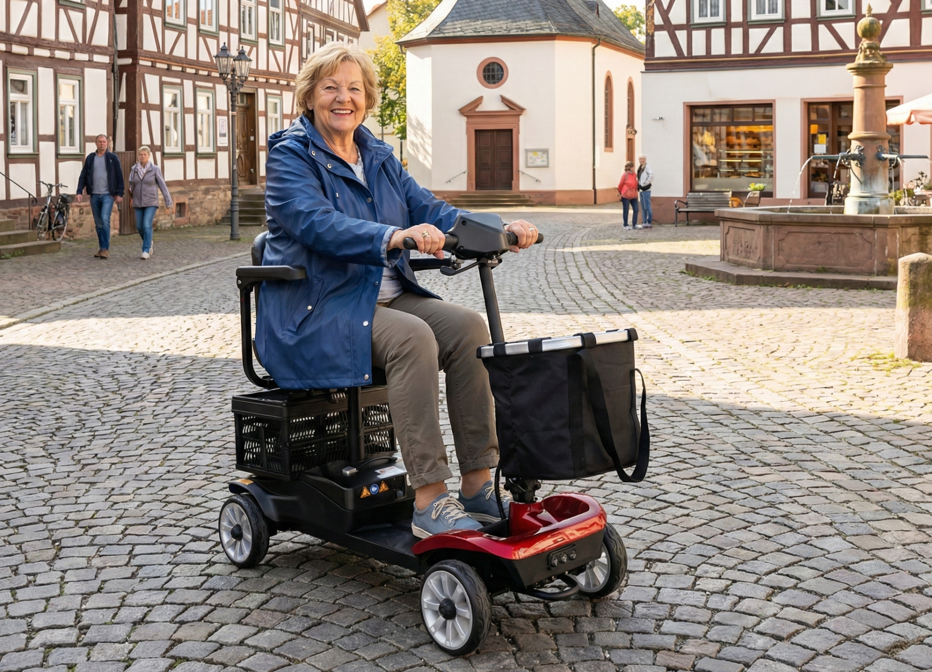 Rollstuhl-Scooter, Elektrischer Scooter, Transportgerät, Fahrradkorb/Tragkorb, Stadtplatz/Outdoor